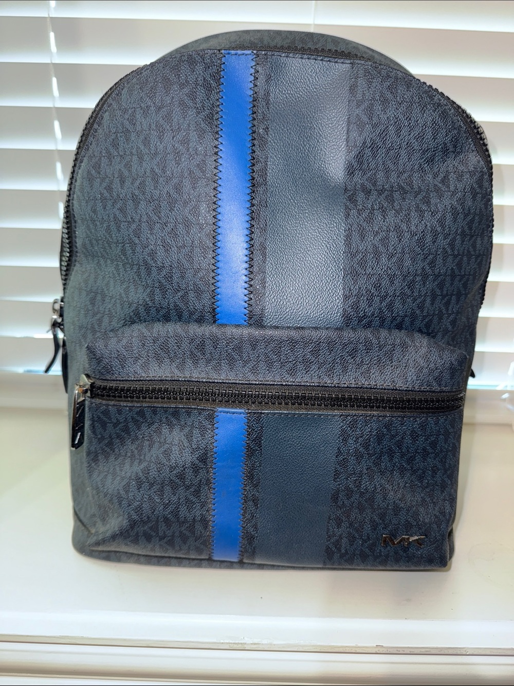 Michael Kors Men’s Black Backpack with Blue Stripe